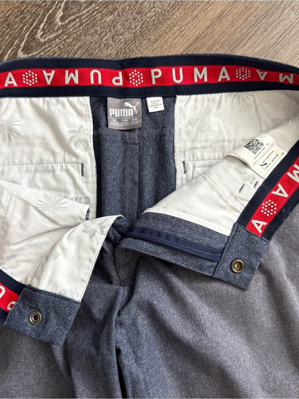 Puma Navy Shorts with Red Logo Waistband